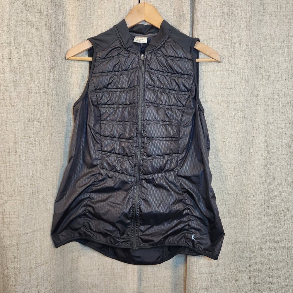 Danskin Now Running Puffer‎ Vest Women's LG Grey Lightweight Full Zip Athletic